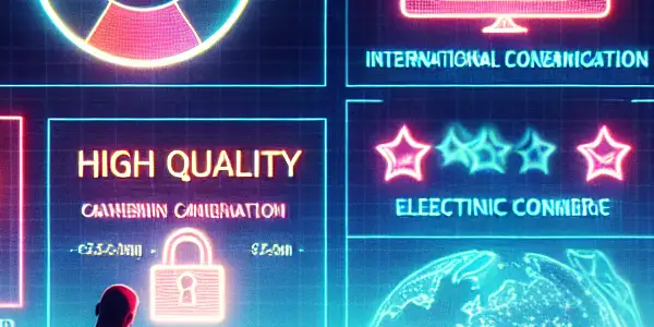 A futuristic online shopping scene showcasing adult films with vibrant thumbnails, user ratings, and a relaxed atmosphere.