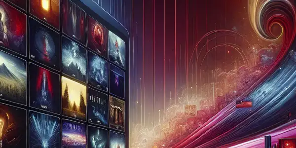 A sleek digital interface showcasing vibrant adult film thumbnails, symbolizing seamless streaming and intimacy.